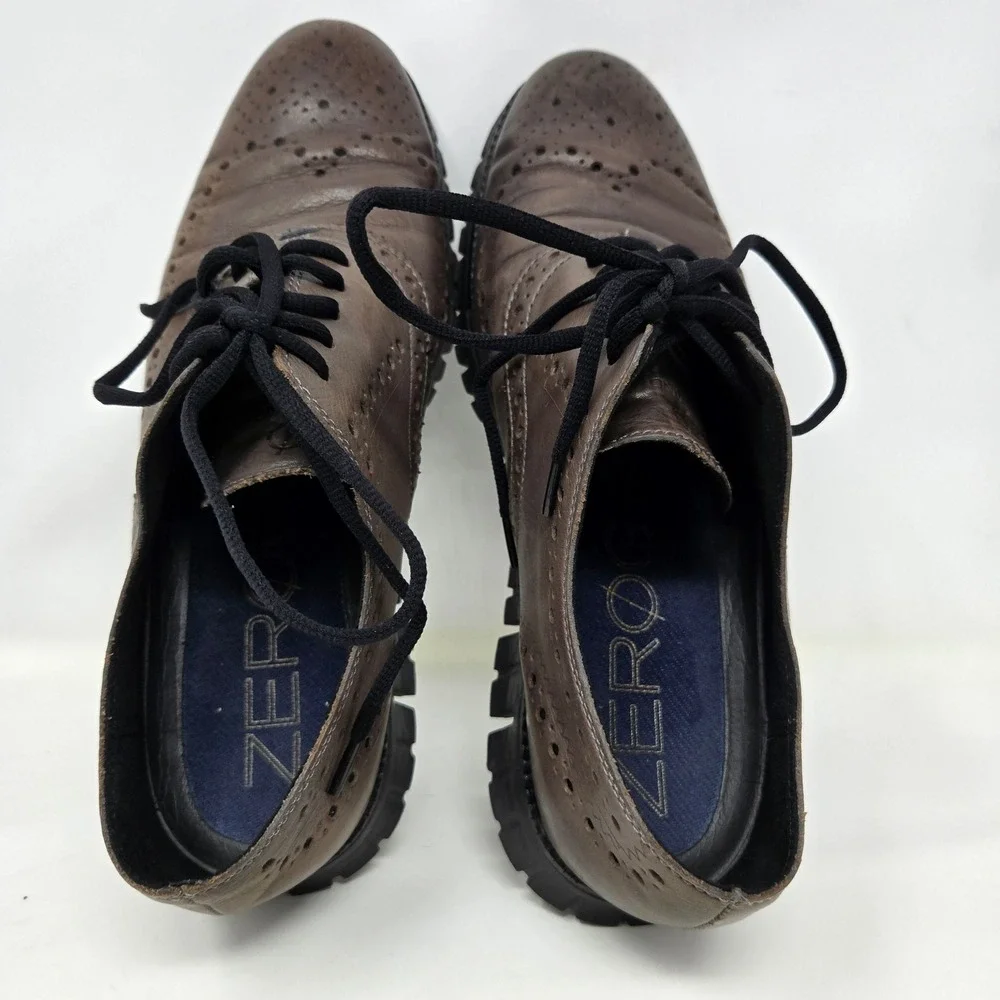 Cole Haan Zerogrand Mens Brown Leather Wingtip Oxford Shoes C30720 Size 9.5 M‎